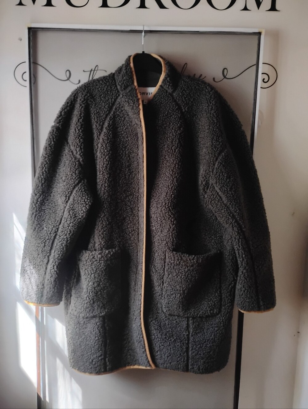 Orvis Brown Sherpa Coat with Tan Trim Size XL